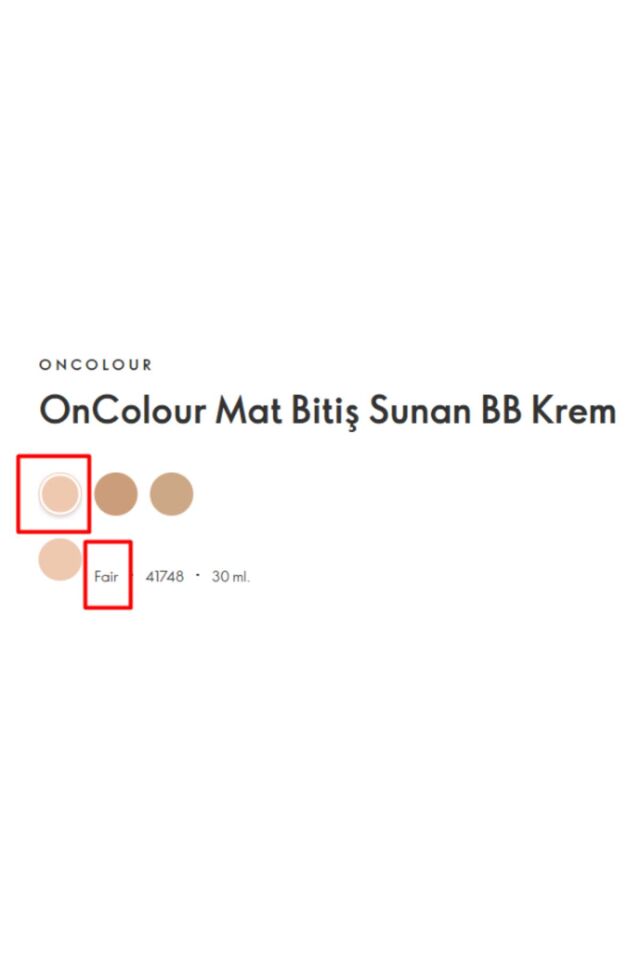 Oncolour Mat Bitiş Sunan Bb Krem 30 ml Fair 41748