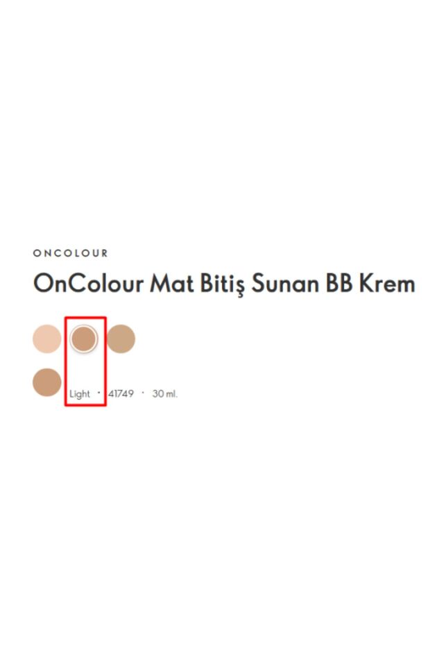 Oncolour Mat Bitiş Sunan Bb Krem Light 41749