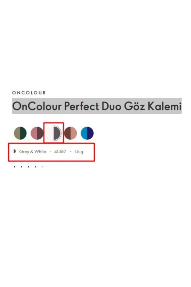 Oncolour Perfect Duo Göz Kalemi - Grey & White 41367