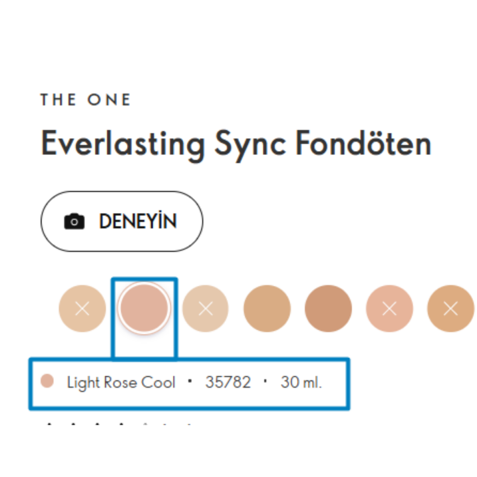 The One Everlasting Sync Uva Koruması Sağlayan Suya Dayanıklı Fondöten 30 Spf Light Rose Cool 35782