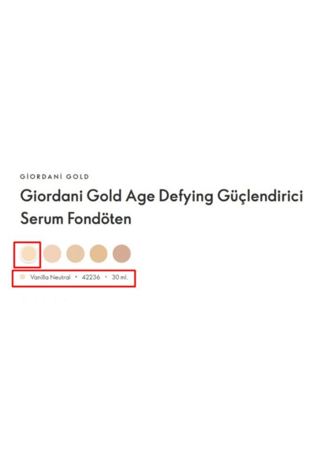 Giordani Gold Ince Çizgileri Ve Koyu Lekeleri Kapatmada Etkili Güçlendirici Serum Fondöten 42236