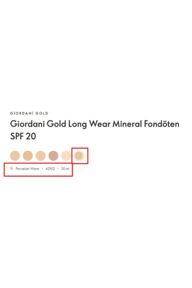 Giordani Gold Long Wear Mineral Fondöten Porcelian Warm 42102
