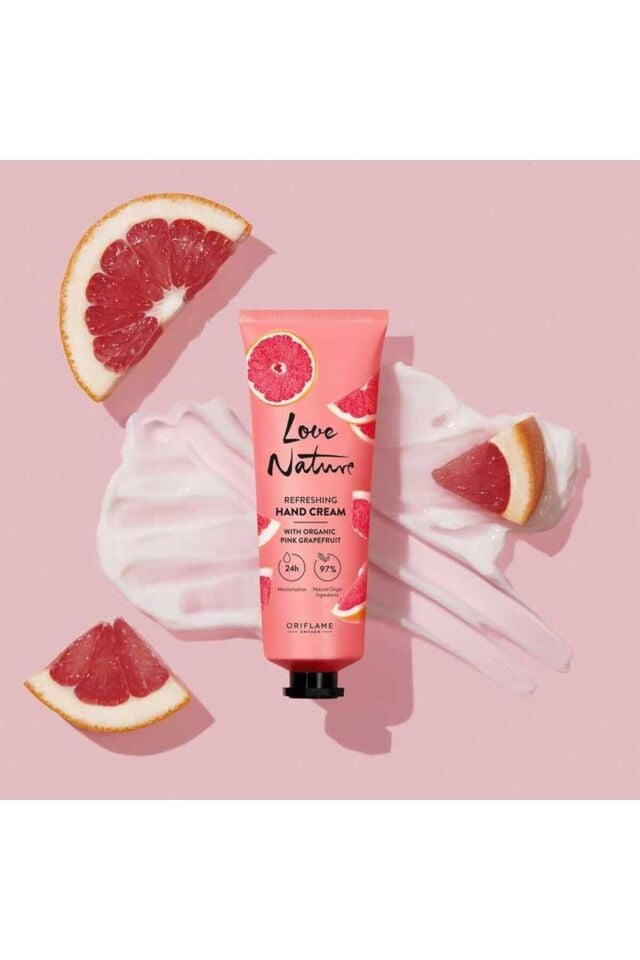 Love Nature Organik Pembe Greyfurt Içeren Nemlendirici Ve Canlandırıcı El Kremi 75ml 41341